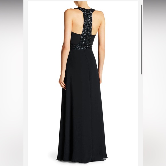 Dress The Population Delani Black Sequin Long Evening Gown Maxi Dress Size Small - Picture 3 of 13